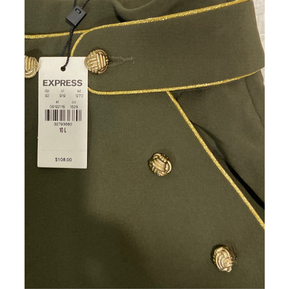 Express Wide Leg Trousers Pant Size 10 Long NWT Olive Green High-Waisted - Picture 5 of 8